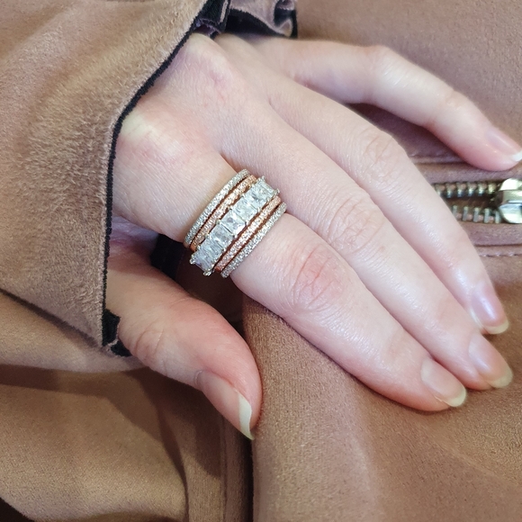 Super Pretty Rose Gold / Gold & Silver Set Rings - Picture 5 of 7